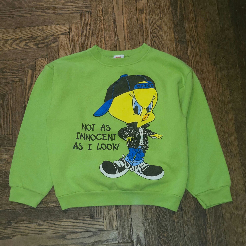 VTG Tweety Bird Kids Sweatshirt Youth Size Large Not as Innocent as I look 90's